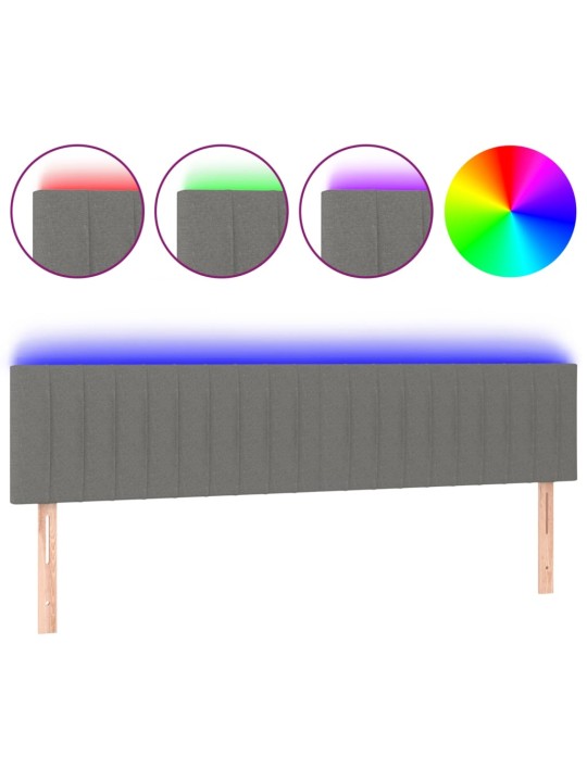 Gultas galvgalis ar led, 200x5x78/88 cm, tumši pelēks audums