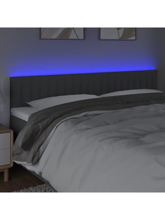 Gultas galvgalis ar led, 200x5x78/88 cm, tumši pelēks audums