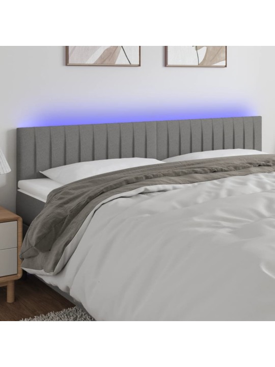 Gultas galvgalis ar led, 200x5x78/88 cm, tumši pelēks audums