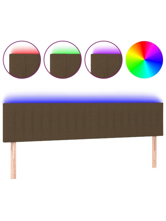 Gultas galvgalis ar led, 200x5x78/88 cm, tumši brūns audums