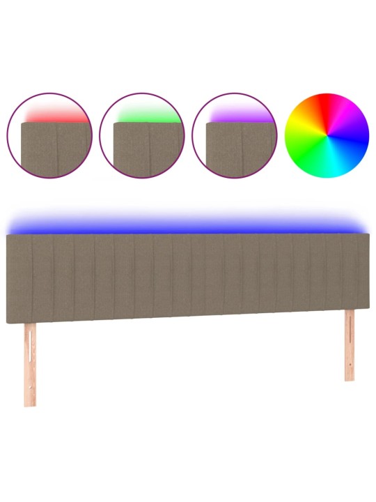 Gultas galvgalis ar led, 200x5x78/88 cm, pelēkbrūns audums