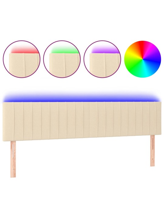 Gultas galvgalis ar led, 200x5x78/88 cm, krēmkrāsas audums
