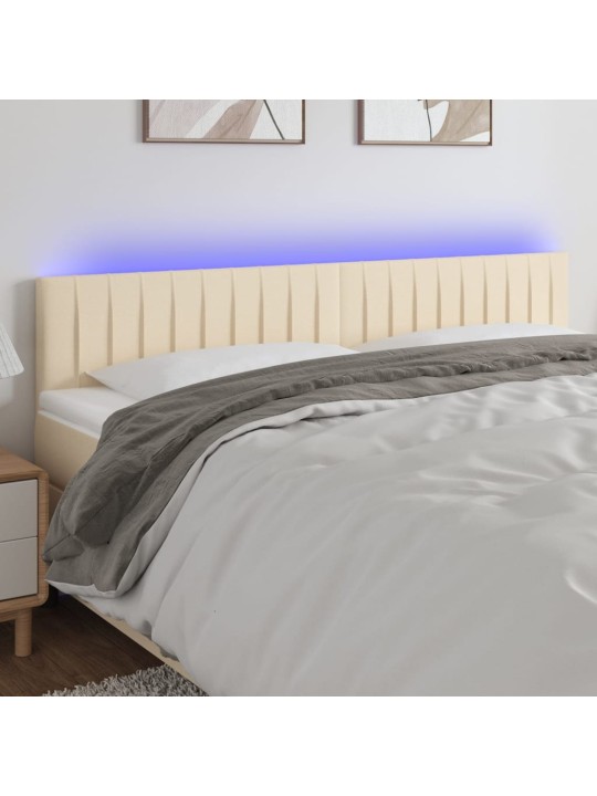 Gultas galvgalis ar led, 200x5x78/88 cm, krēmkrāsas audums