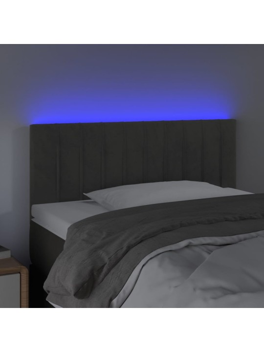Gultas galvgalis ar led, 80x5x78/88 cm, tumši pelēks samts