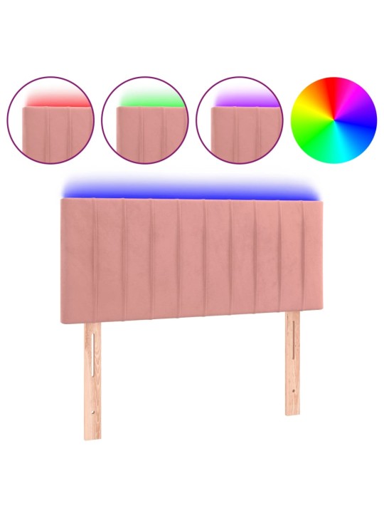 Gultas galvgalis ar led, 80x5x78/88 cm, rozā samts