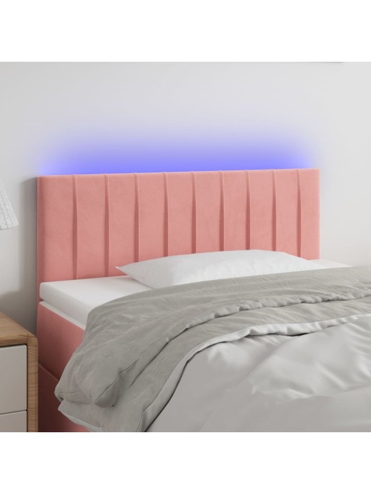 Gultas galvgalis ar led, 80x5x78/88 cm, rozā samts