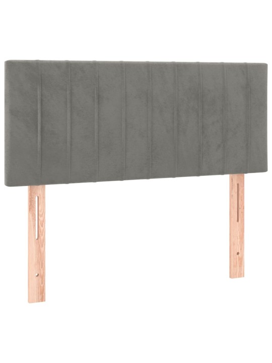 Gultas galvgalis ar led, 90x5x78/88 cm, gaiši pelēks samts