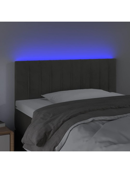 Gultas galvgalis ar led, 90x5x78/88 cm, tumši pelēks samts
