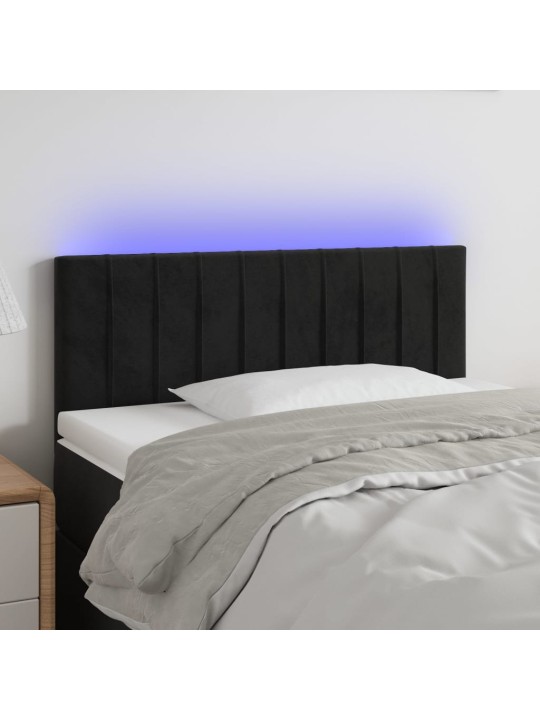 Gultas galvgalis ar led, 90x5x78/88 cm, melns samts
