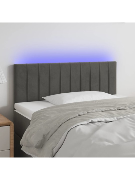 Gultas galvgalis ar LED, 100x5x78/88 cm, tumši pelēks samts