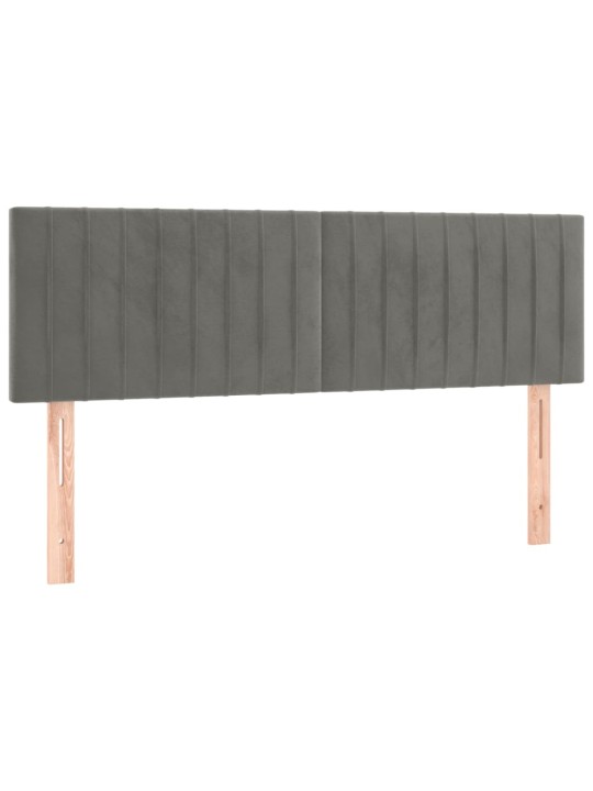 Gultas galvgalis ar LED, 144x5x78/88 cm, gaiši pelēks samts