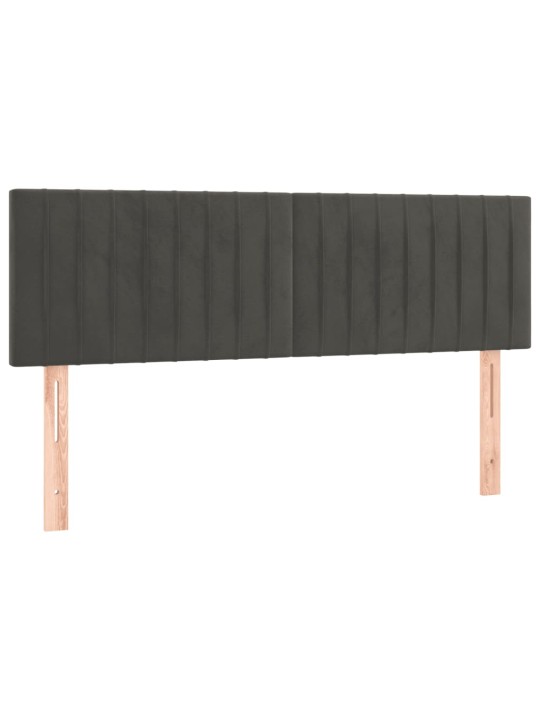 Gultas galvgalis ar LED, 144x5x78/88 cm, tumši pelēks samts
