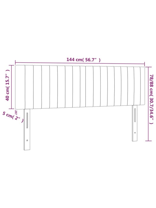 Gultas galvgalis ar LED, 144x5x78/88 cm, tumši pelēks samts