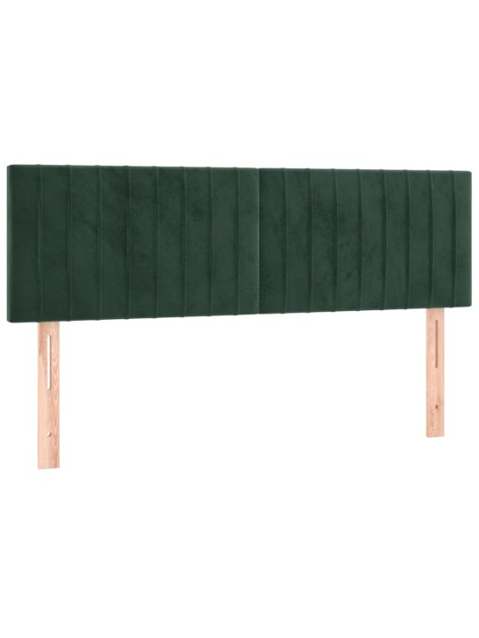 Gultas galvgalis ar LED, 144x5x78/88 cm, tumši zaļš samts