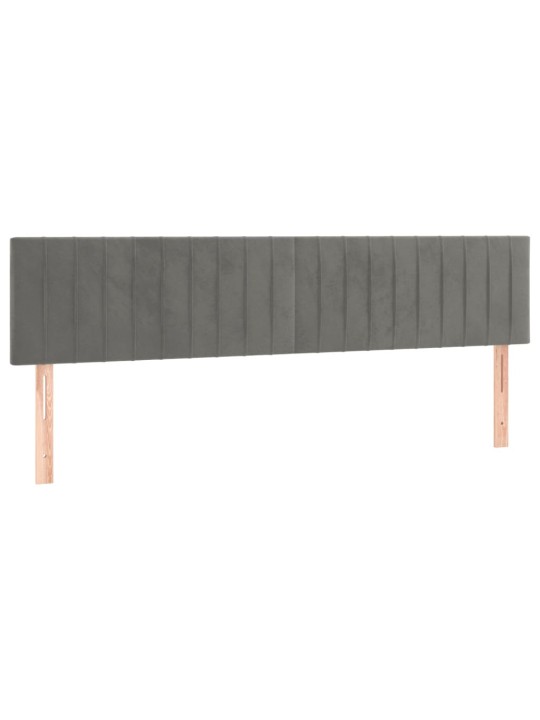 Gultas galvgalis ar LED, 180x5x78/88 cm, gaiši pelēks samts