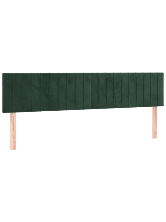 Gultas galvgalis ar led, 180x5x78/88 cm, tumši zaļš samts