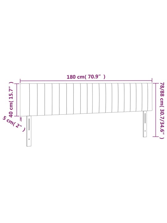 Gultas galvgalis ar led, 180x5x78/88 cm, tumši zils samts