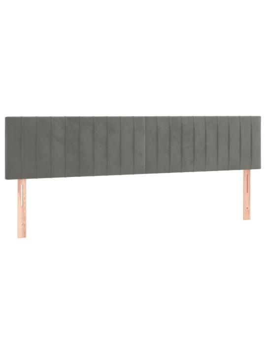 Gultas galvgalis ar led, 200x5x78/88 cm, gaiši pelēks samts