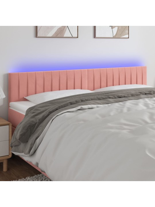 Gultas galvgalis ar led, 200x5x78/88 cm, rozā samts