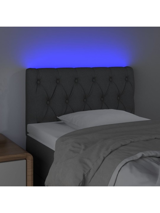 Gultas galvgalis ar led, 80x7x78/88 cm, gaiši pelēks audums