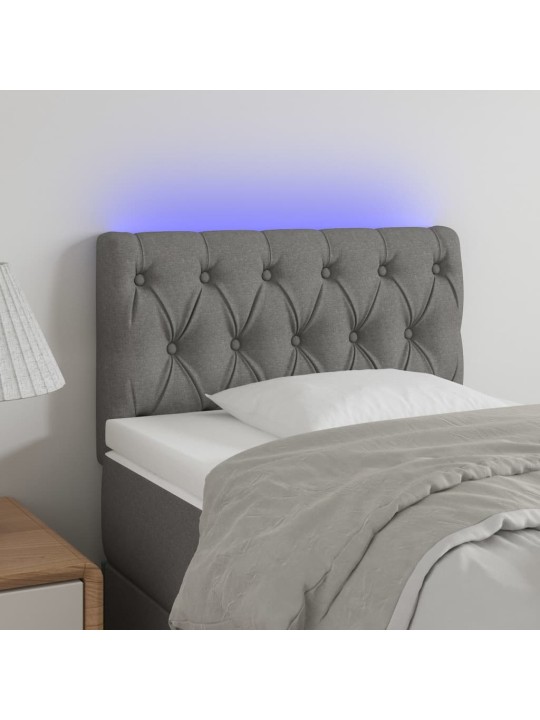 Gultas galvgalis ar led, 80x7x78/88 cm, gaiši pelēks audums