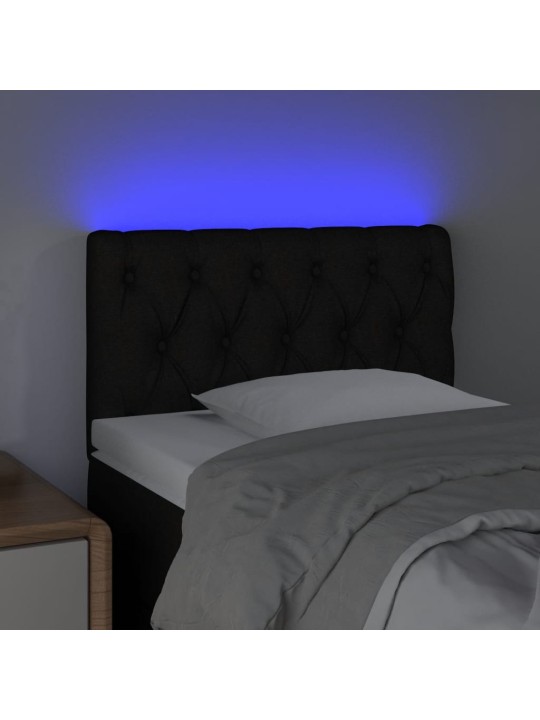 Gultas galvgalis ar led, 80x7x78/88 cm, melns audums