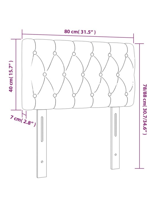 Gultas galvgalis ar led, 80x7x78/88 cm, melns audums