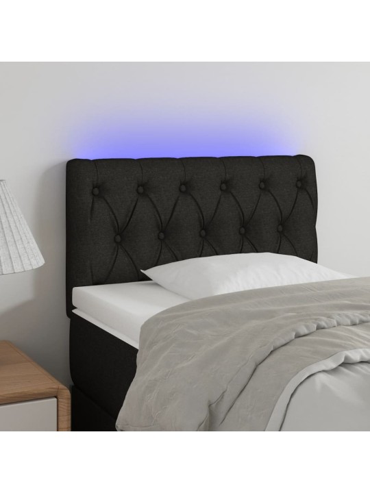Gultas galvgalis ar led, 80x7x78/88 cm, melns audums