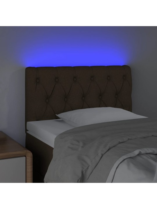 Gultas galvgalis ar led, 80x7x78/88 cm, tumši brūns audums