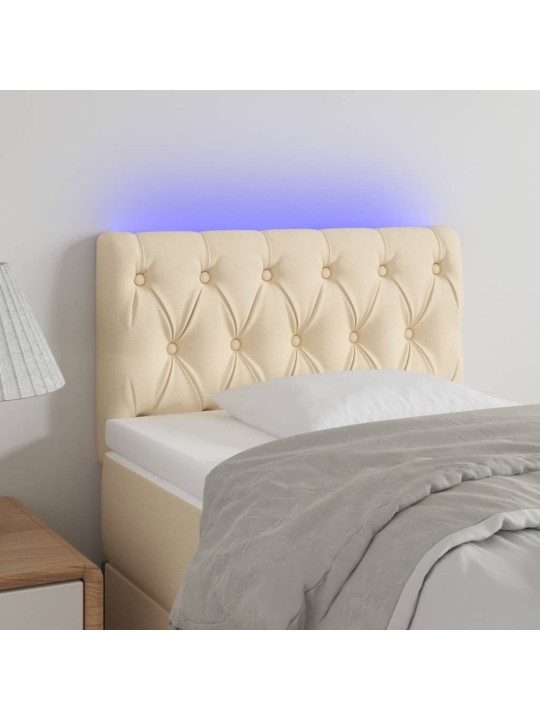 Gultas galvgalis ar led, 80x7x78/88 cm, krēmkrāsas audums