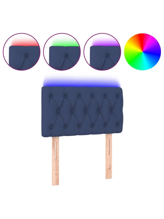 Gultas galvgalis ar led, 80x7x78/88 cm, zils audums