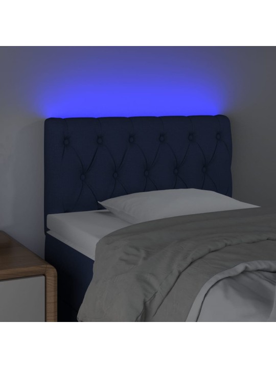 Gultas galvgalis ar led, 80x7x78/88 cm, zils audums