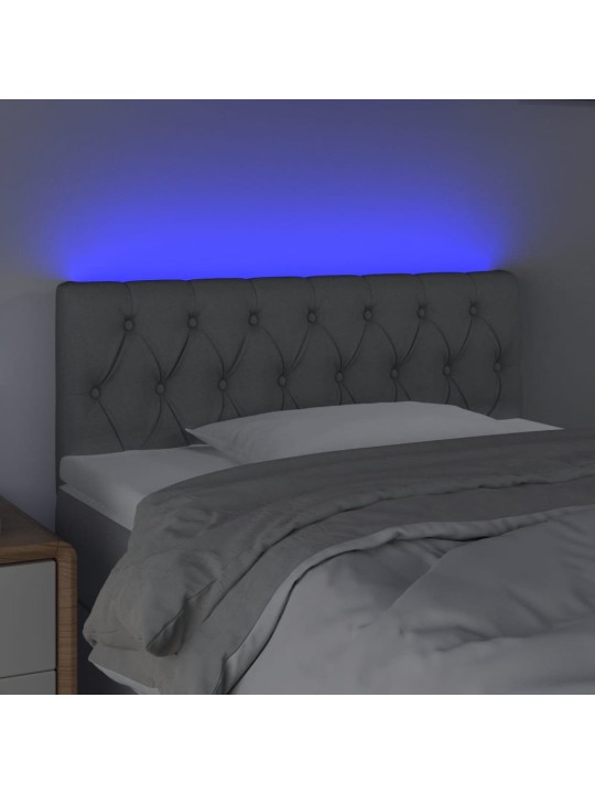 Gultas galvgalis ar led, 90x7x78/88 cm, gaiši pelēks audums