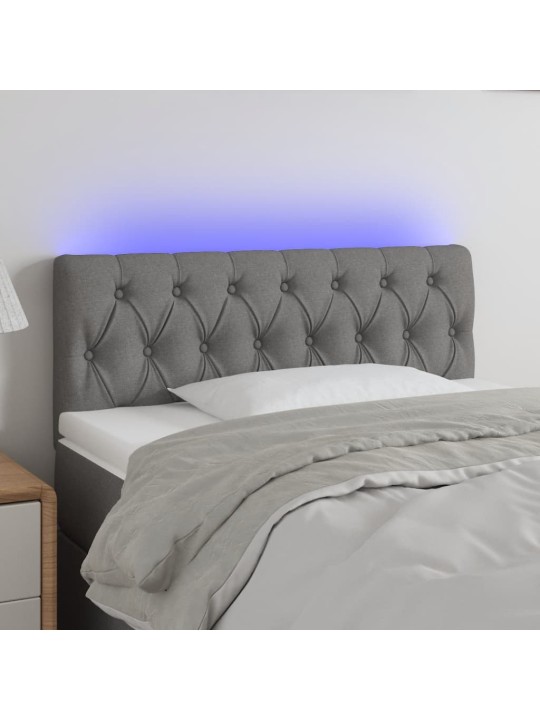 Gultas galvgalis ar led, 90x7x78/88 cm, tumši pelēks audums
