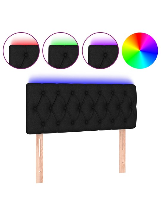 Gultas galvgalis ar led, 90x7x78/88 cm, melns audums