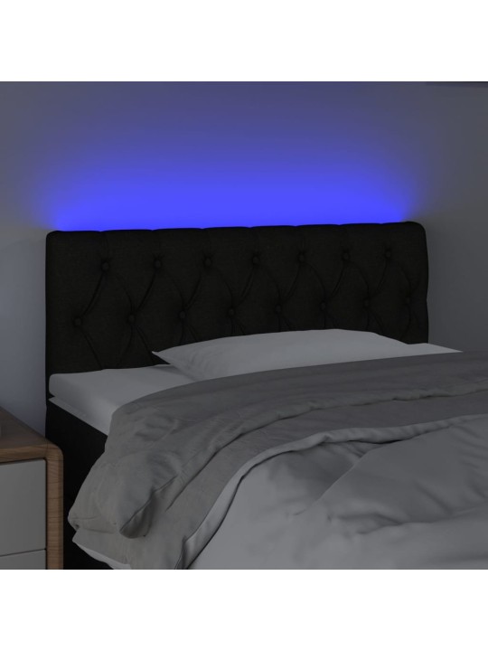 Gultas galvgalis ar led, 90x7x78/88 cm, melns audums