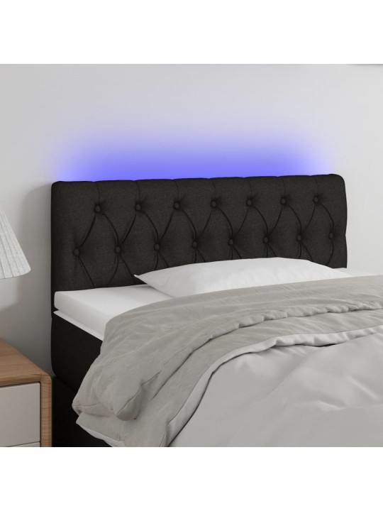 Gultas galvgalis ar led, 90x7x78/88 cm, melns audums