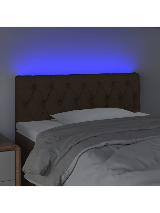 Gultas galvgalis ar led, 90x7x78/88 cm, tumši brūns audums