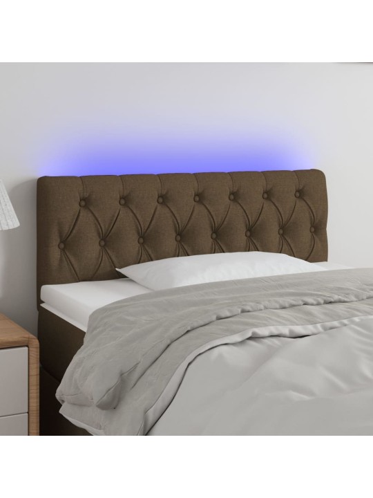 Gultas galvgalis ar led, 90x7x78/88 cm, tumši brūns audums