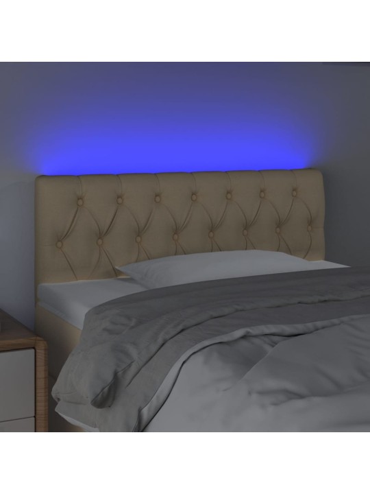 Gultas galvgalis ar led, 90x7x78/88 cm, krēmkrāsas audums