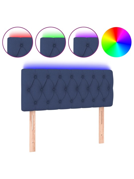 Gultas galvgalis ar led, 90x7x78/88 cm, zils audums