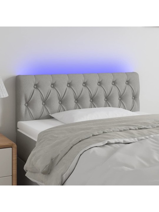 Gultas galvgalis ar LED, 100x7x78/88 cm, gaiši pelēks audums