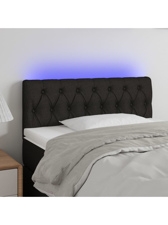 Gultas galvgalis ar LED, 100x7x78/88 cm, melns audums