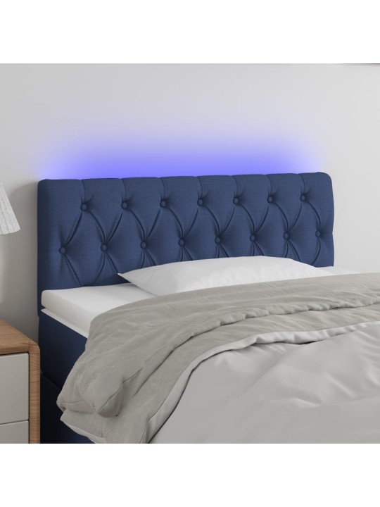 Gultas galvgalis ar LED, 100x7x78/88 cm, zils audums