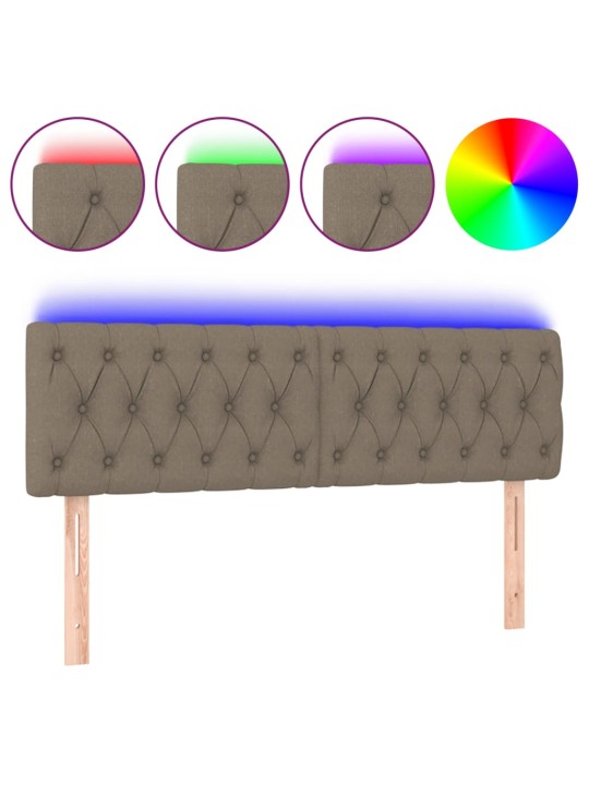 Gultas galvgalis ar LED, 144x7x78/88 cm, pelēkbrūns audums