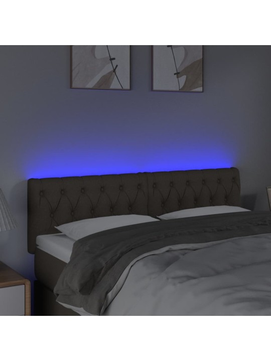 Gultas galvgalis ar LED, 144x7x78/88 cm, pelēkbrūns audums