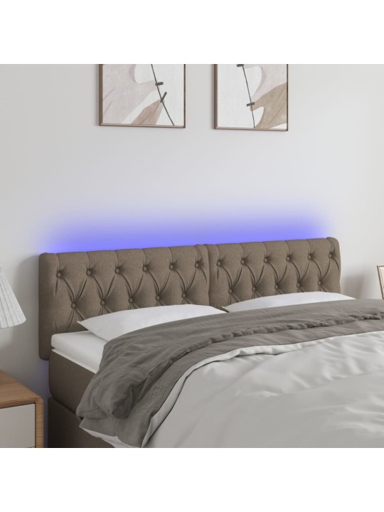 Gultas galvgalis ar LED, 144x7x78/88 cm, pelēkbrūns audums