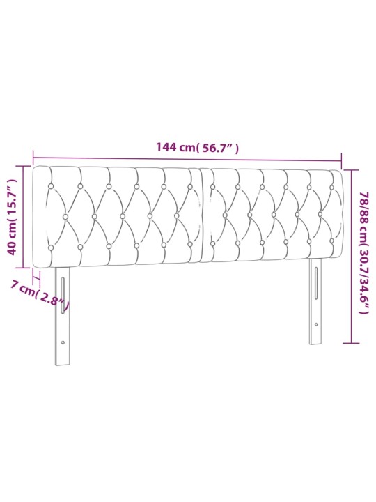 Gultas galvgalis ar LED, 144x7x78/88 cm, zils audums