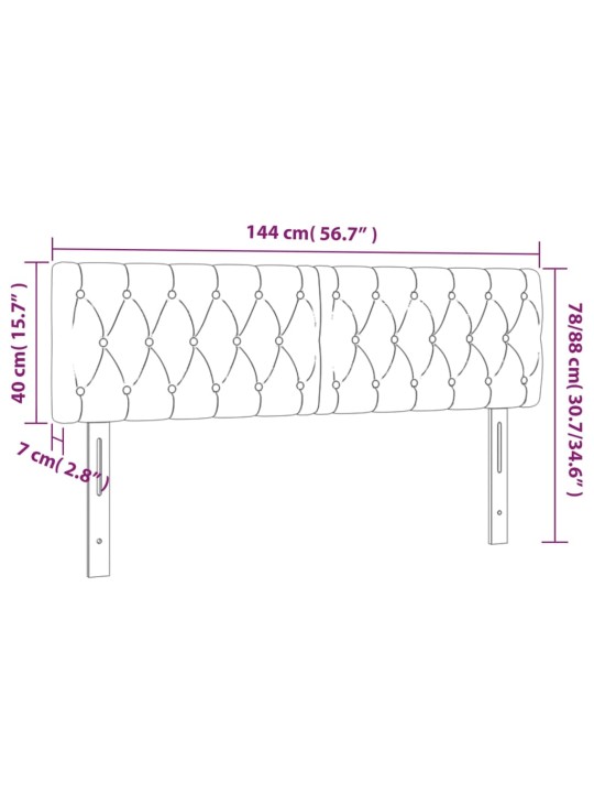 Gultas galvgalis ar LED, 144x7x78/88 cm, zaļš audums