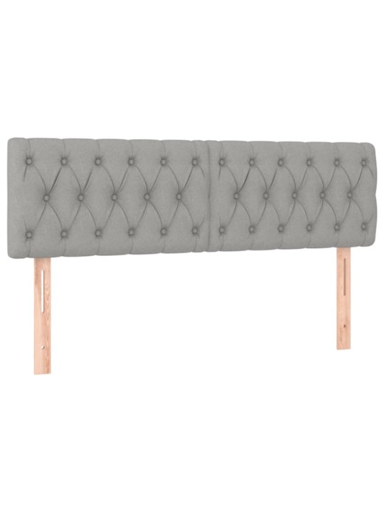 Gultas galvgalis ar LED, 160x7x78/88 cm, gaiši pelēks audums